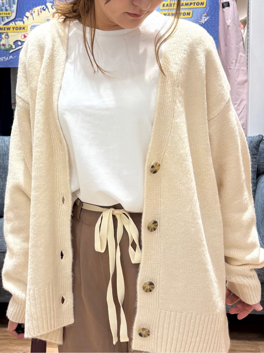 yuinaさんの「Dessin｜【洗える】ウォームソフトカーディガン」を使ったコーディネート