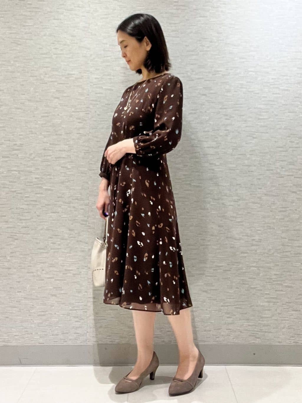marikoさんの「Reflect｜【ウエストリボン付き】フレアプリントワンピース」を使ったコーディネート