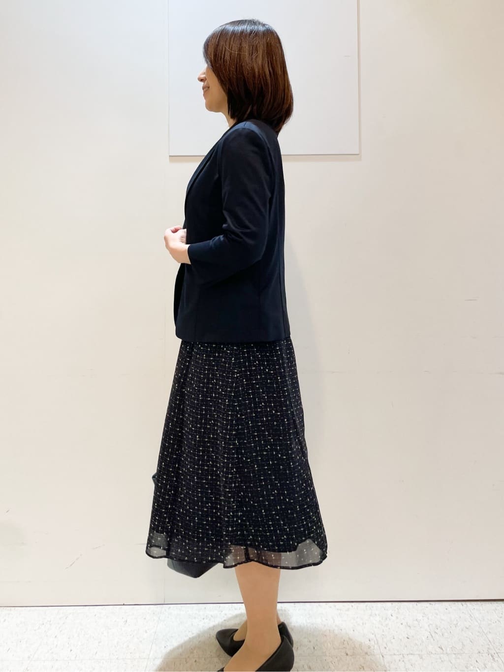 めいさんの「Reflect｜【WEB先行カラーあり／マシンウォッシュ可／ナローベルト付き】オフボディツイードチェックワンピース」を使ったコーディネート