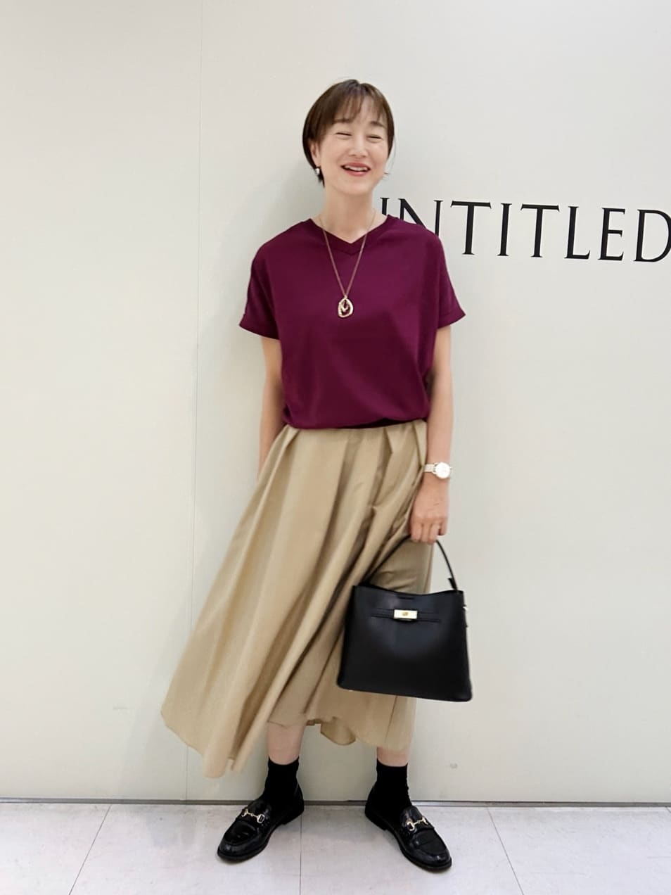 Mikiさんの「UNTITLED｜【はっ水/ナイロン/後ろウエストゴム】タスランフレアスカート」を使ったコーディネート