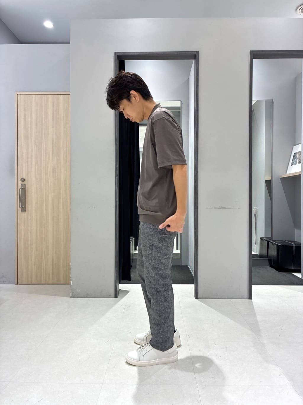 わいずみさんの「TAKEO KIKUCHI｜【COOL CITY WEAR】テーラードTシャツ /接触冷感」を使ったコーディネート