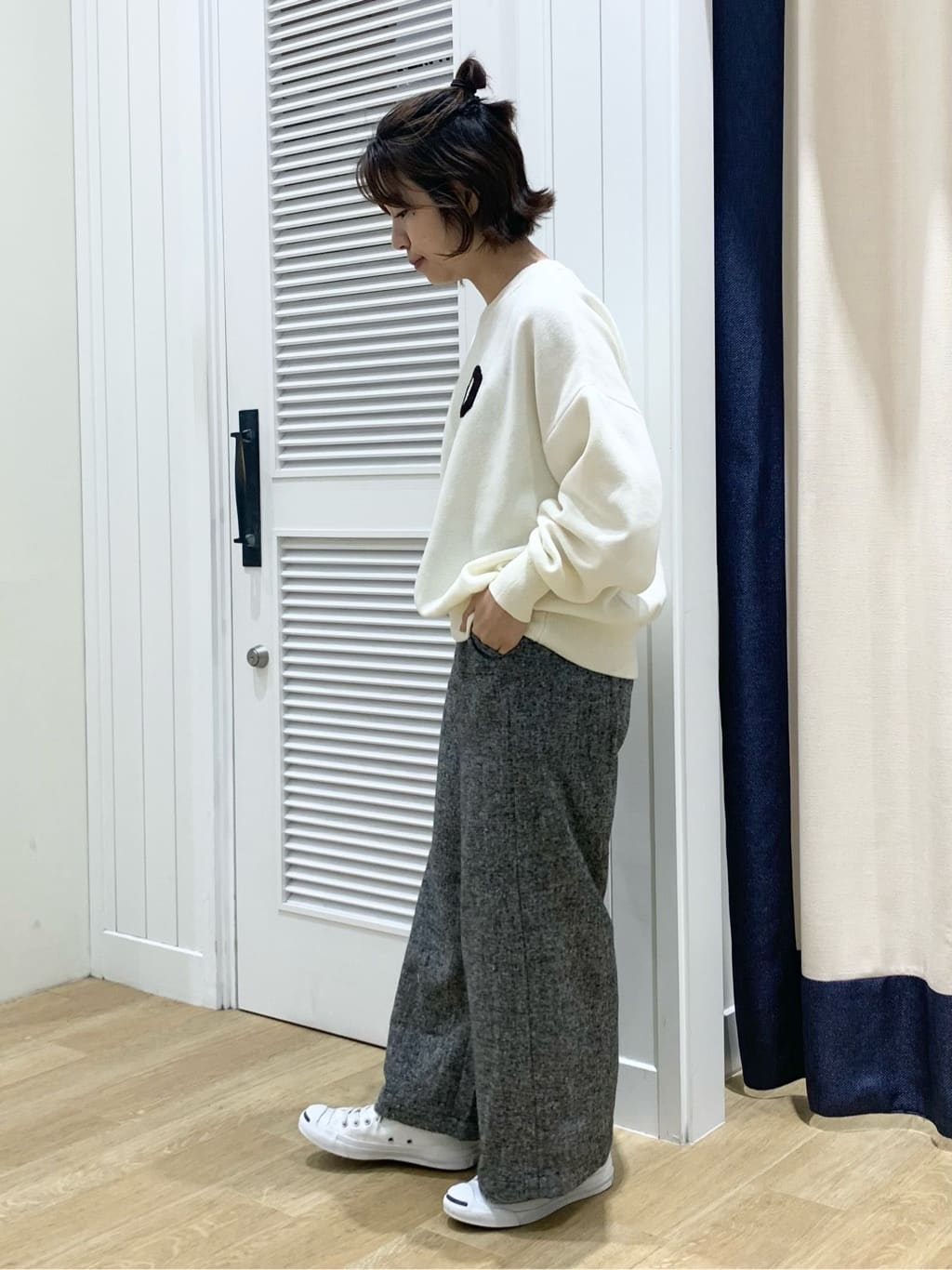 IMARIさんの「Dessin｜【洗える】Dサガラ刺繍ワッペン付きニット」を使ったコーディネート