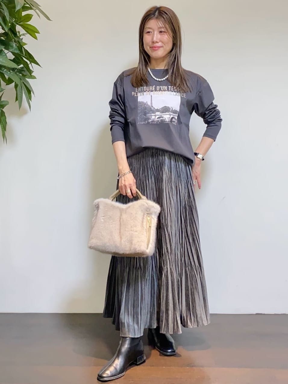 tomoさんの「UNTITLED｜【ゆったりサイズ／着丈短め】ジップニットカーディガン」を使ったコーディネート