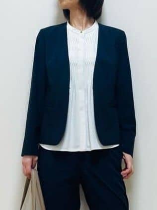 Riiさんの「Reflect｜【洗える／セットアップ可】ノーカラージャケット」を使ったコーディネート