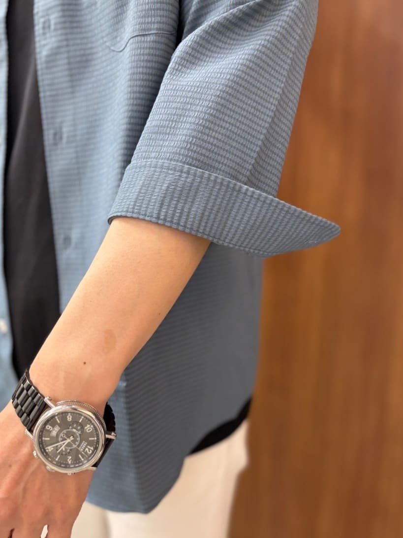 かたやまさんの「TAKEO KIKUCHI｜【COOL CITY WEAR】DotAir（R）サッカー シャツ」を使ったコーディネート