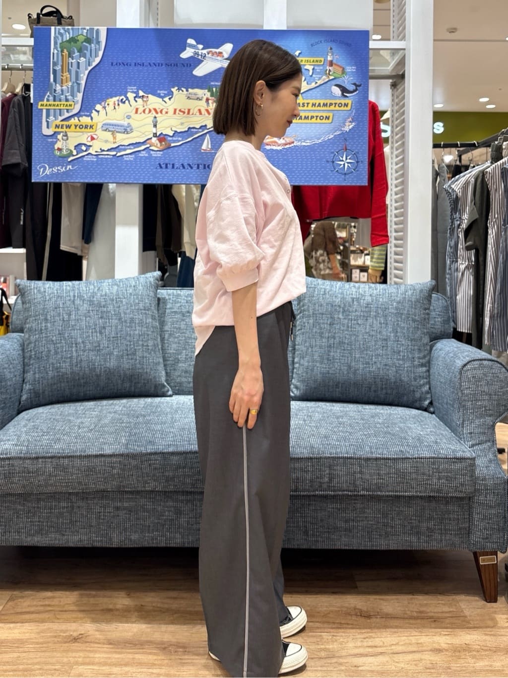 risaさんの「Dessin｜【360度可愛い/前後2WAY/洗える】ライトコットンヘンリーカットソー」を使ったコーディネート