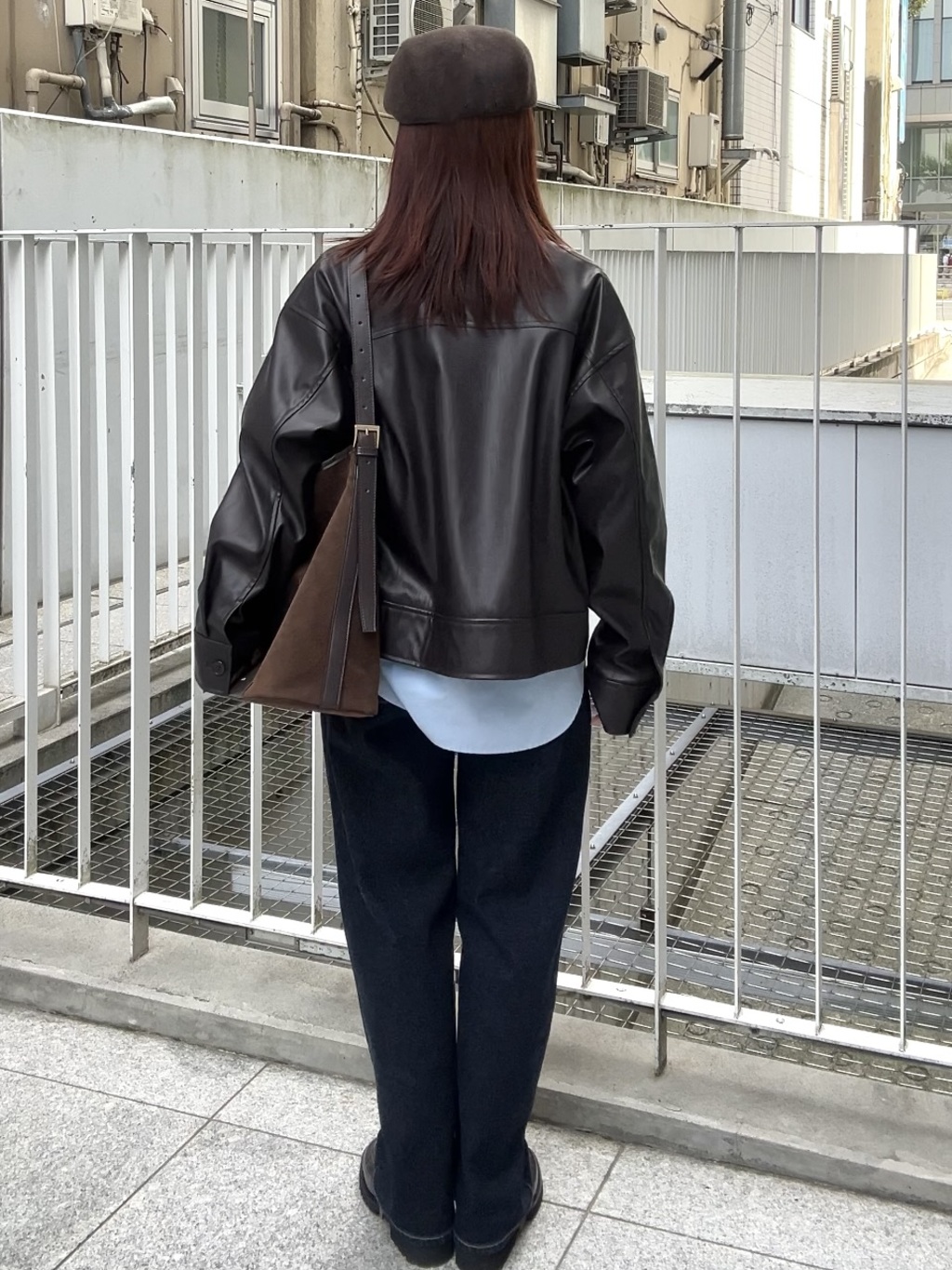 RINAさんの「OPAQUE.CLIP｜シンセティックレザー調ブルゾン【洗える】」を使ったコーディネート
