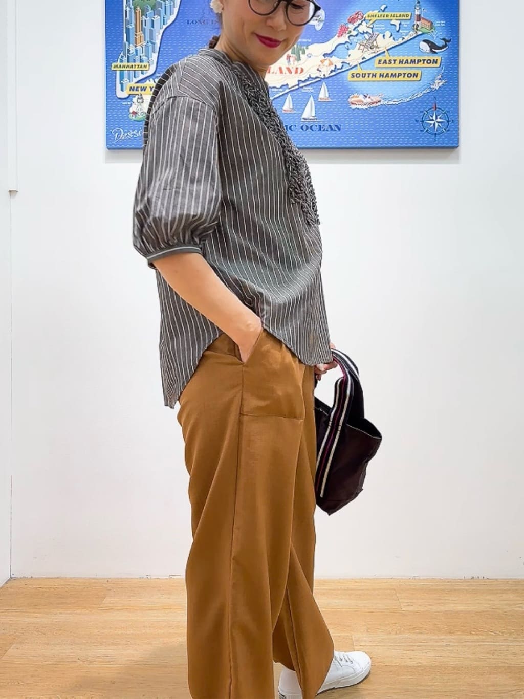 Yasucoさんの「Dessin｜【洗える】フリルバンドカラー五分袖ブラウス」を使ったコーディネート