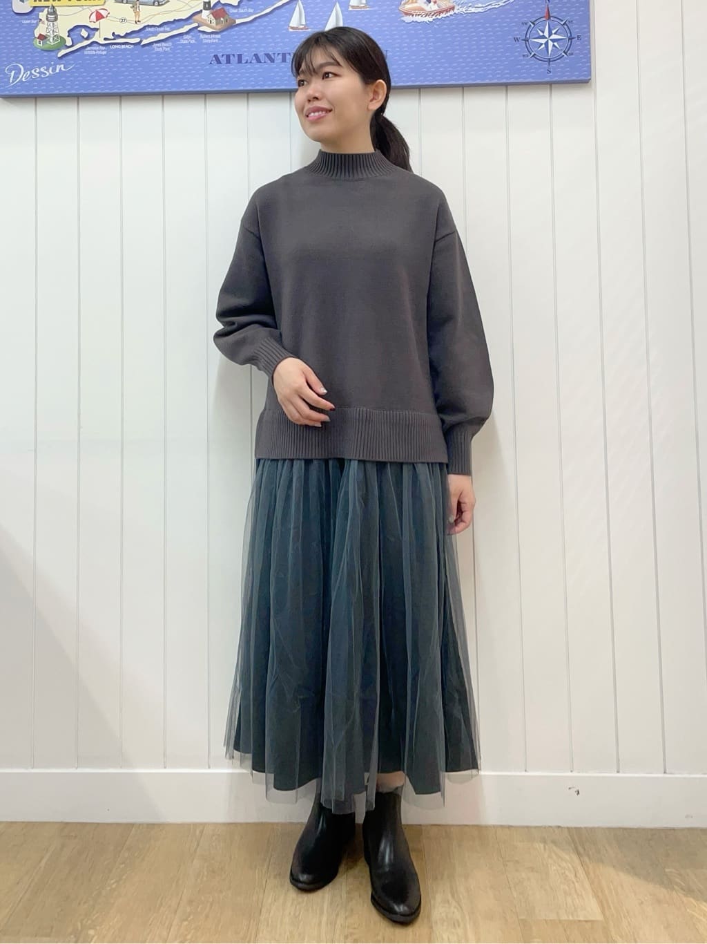 Mayaさんの「Dessin｜【洗える】ニットチュールドッキングワンピース」を使ったコーディネート