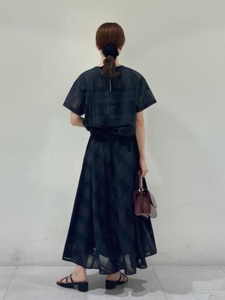 kyokaさんの「UNTITLED｜【セットアップ可/エレガント】シアーチェックTブラウス」を使ったコーディネート