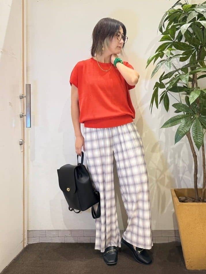 misakiさんの「SHOO･LA･RUE｜【ひんやり/S-LL】さらさらな肌触りが心地よい フレンチスリーブニット」を使ったコーディネート