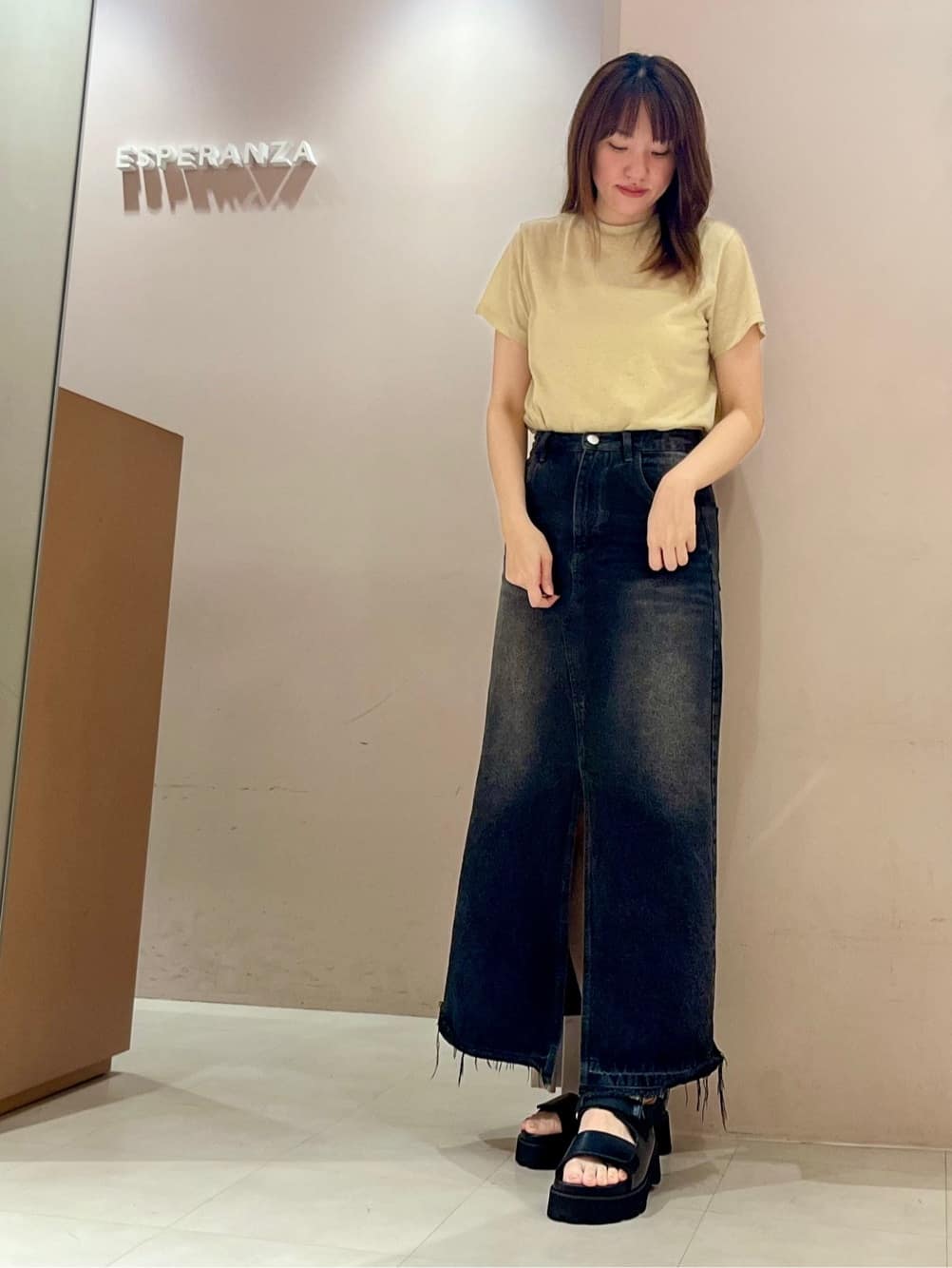 Oさんの「ESPERANZA｜ダブルベルト厚底サンダル」を使ったコーディネート