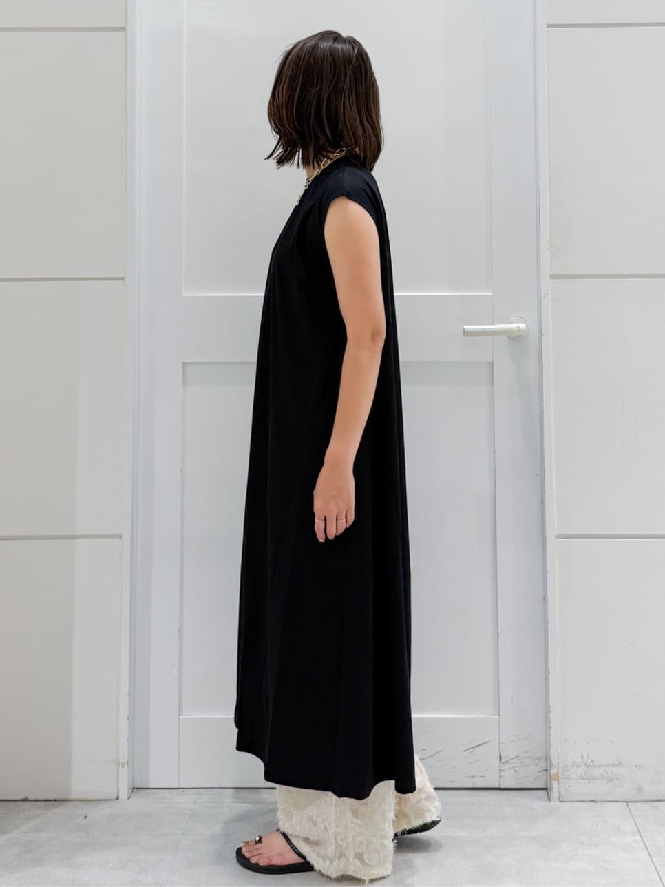 yuka.aさんの「OPAQUE.CLIP｜フリンジジャカードイージーパンツ【洗濯機洗い可】」を使ったコーディネート