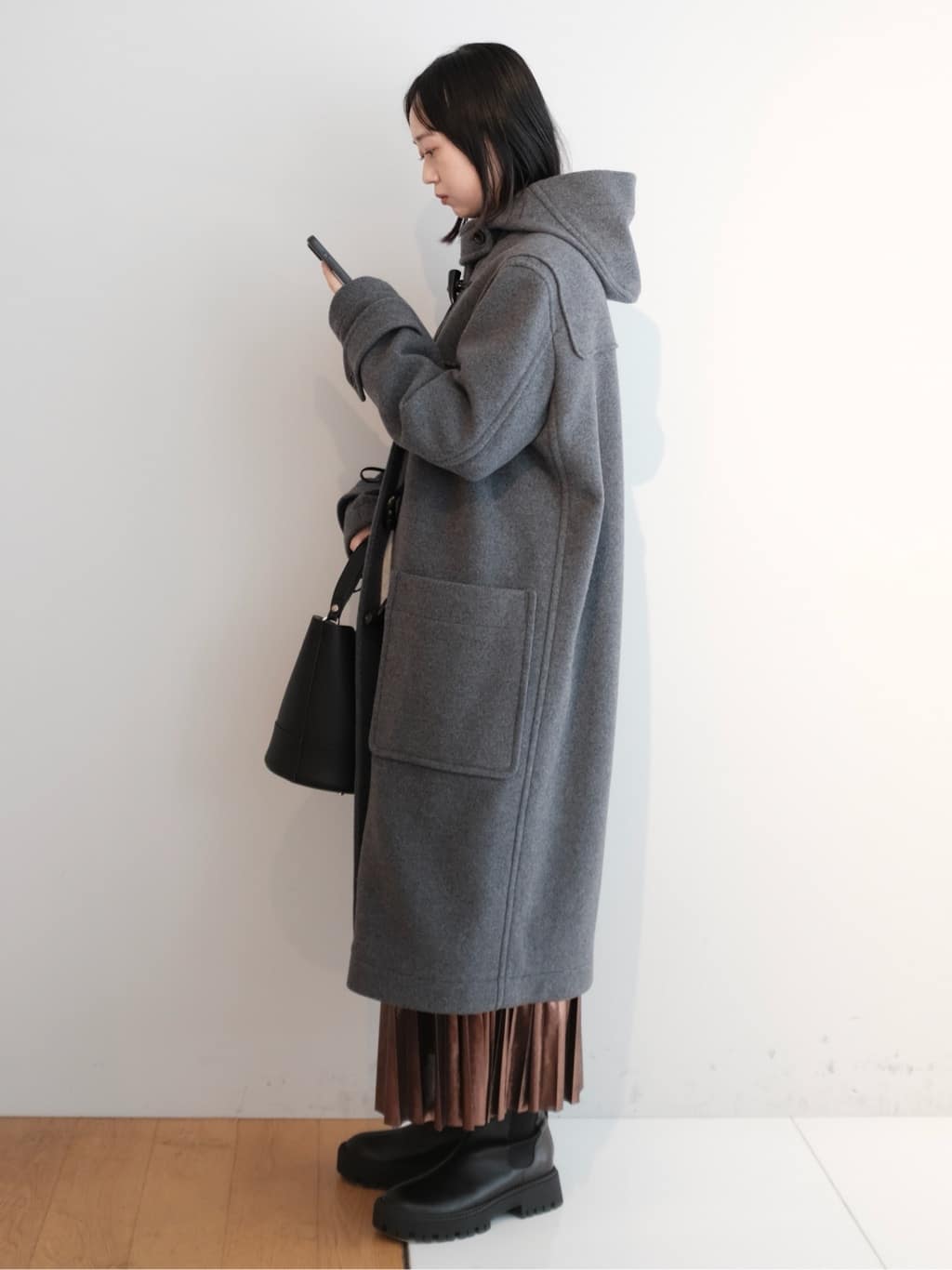 Kishimotoさんの「DRESSTERIOR｜◆Superfineリサイクルメルトンダッフルコート」を使ったコーディネート