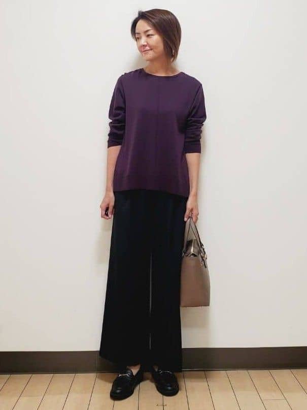 yuuさんの「Reflect｜【ちくちくしない／アンサンブル可／通勤におすすめ◎】オフボディニット」を使ったコーディネート