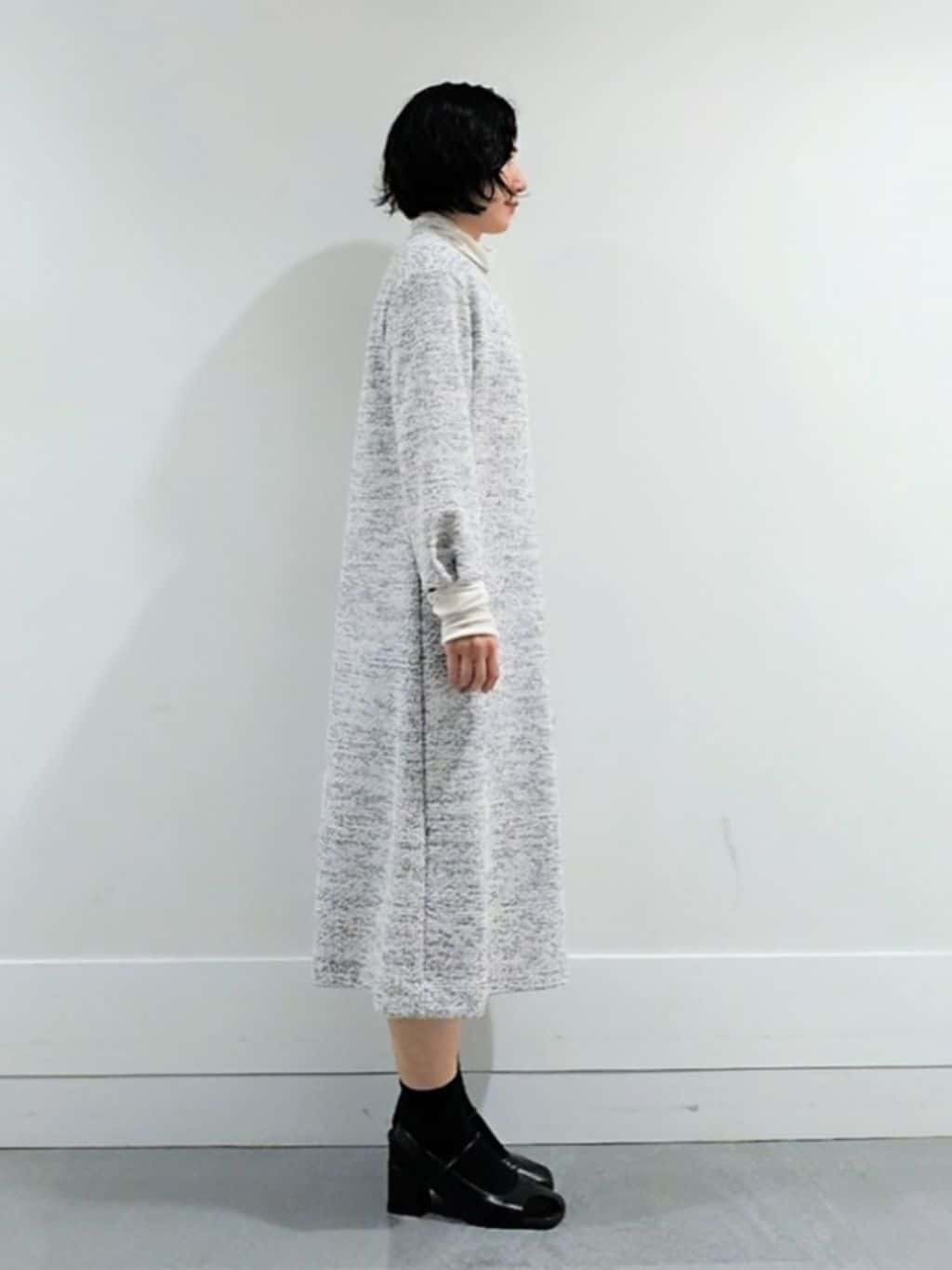 ミズタさんの「UNTITLED｜【洗える/ストレッチ】ツイードジャージワンピース」を使ったコーディネート