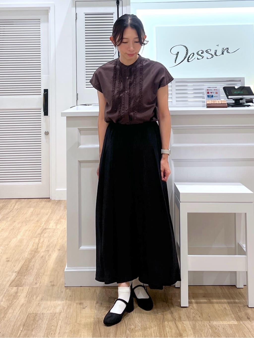 canaさんの「Dessin｜【セットアップ可/ウエストゴム/洗える】ドレープワイドパンツ」を使ったコーディネート