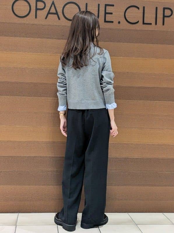 machiさんの「OPAQUE.CLIP｜美脚イージーワイドパンツ【防シワ／洗濯機洗い可／抗ピル／ストレッチ】《丈が選べる／SS-LLサイズ／」を使ったコーディネート