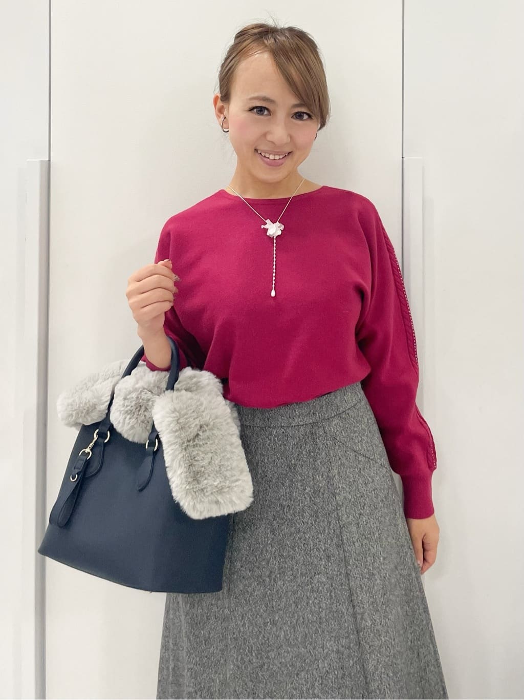 chiiさんの「COUP DE CHANCE｜【日本製】ラメ混ツイードフレアスカート」を使ったコーディネート