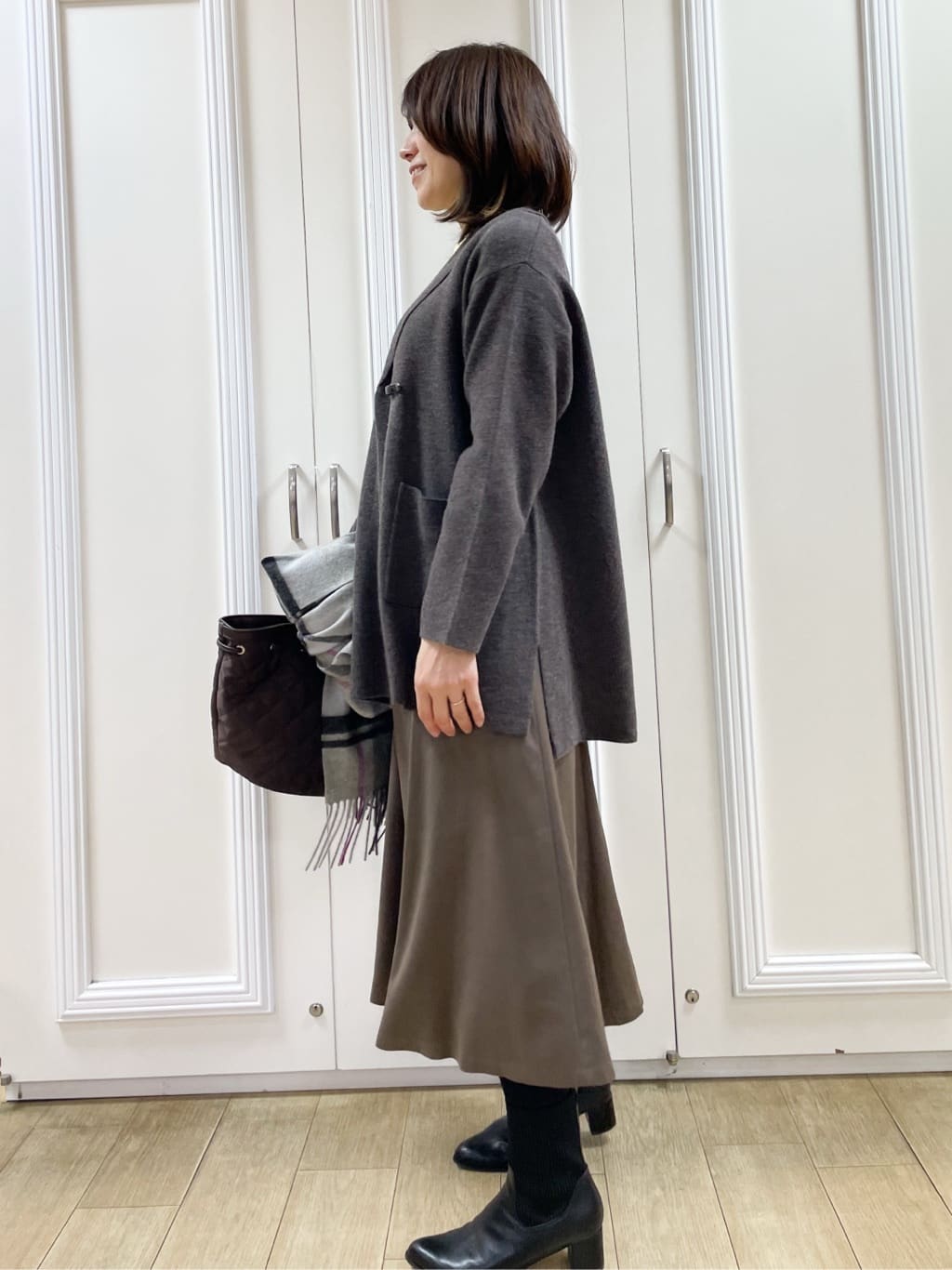 めいさんの「Reflect｜【選べる8色／スカートにもパンツにも◎】ウール混ボートネックニット」を使ったコーディネート