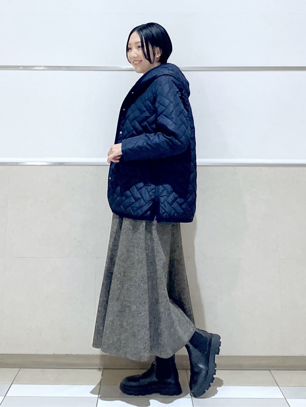 eriko さんの「Dessin｜キルトフードジャケット」を使ったコーディネート