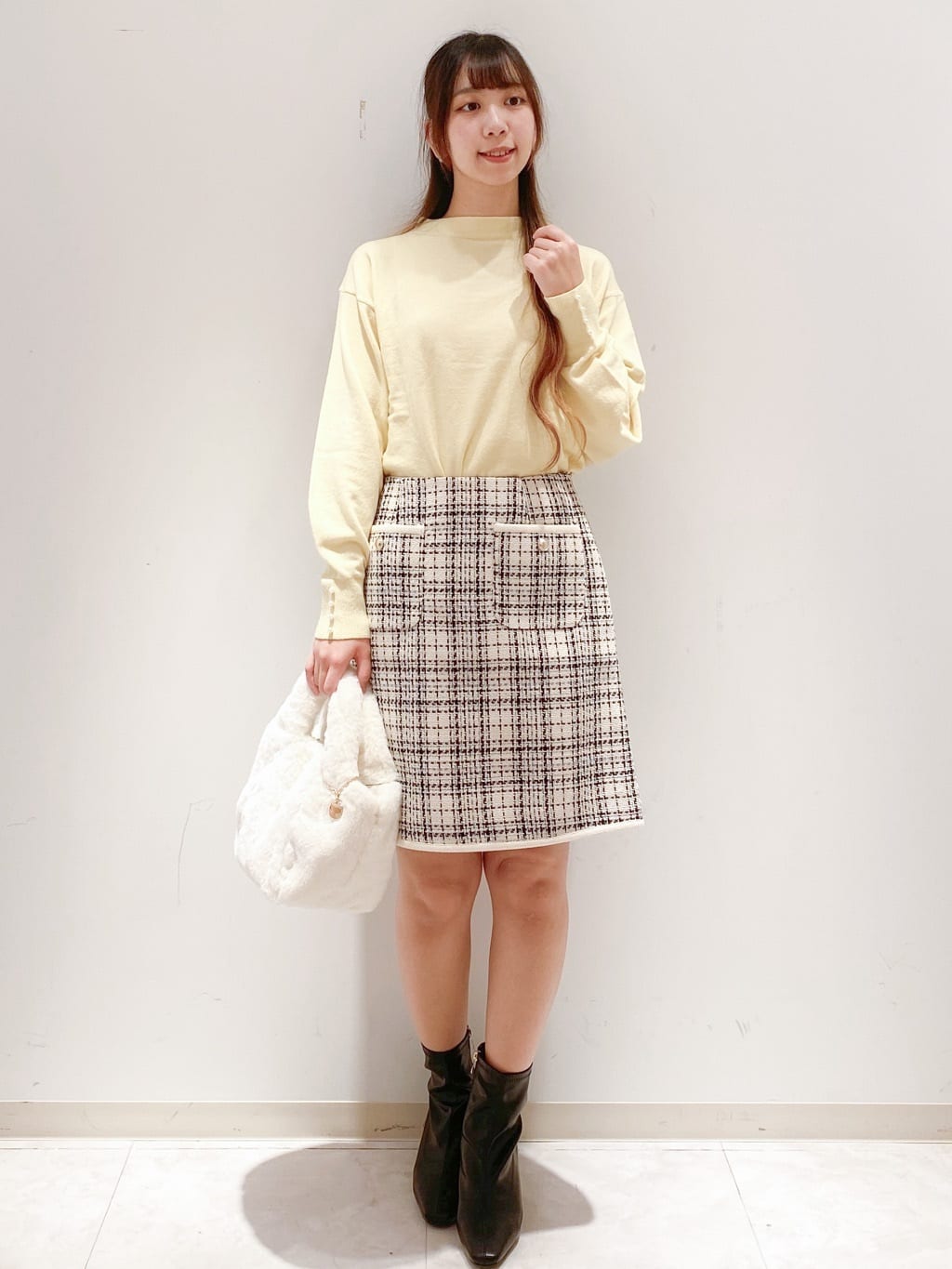 yurinaさんの「index｜ふんわりボトルネックパフスリーブニット【洗濯機OK】」を使ったコーディネート