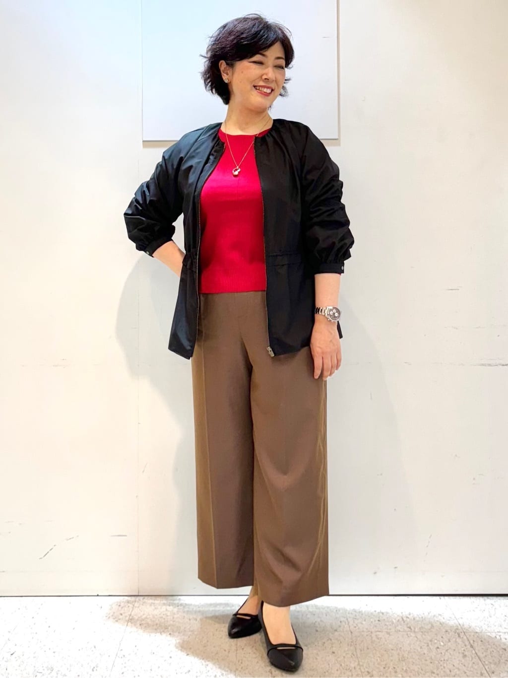 ヤスコさんの「Reflect｜【パンツにもスカートにも合わせやすい◎】ライティブルゾン」を使ったコーディネート