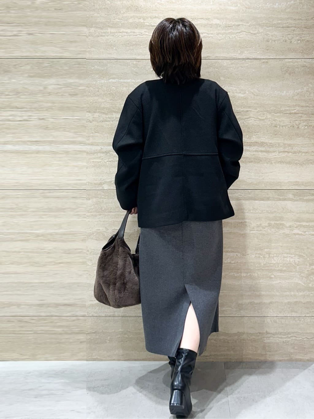 NAMIさんの「OPAQUE.CLIP｜ウールライクメルトンノーカラーコート【洗濯機洗い可】」を使ったコーディネート