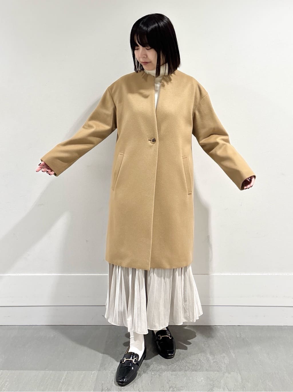 モエカさんの「UNTITLED｜【洗える/アンサンブル可能/ウール100%】リブタートルネックウールニット」を使ったコーディネート
