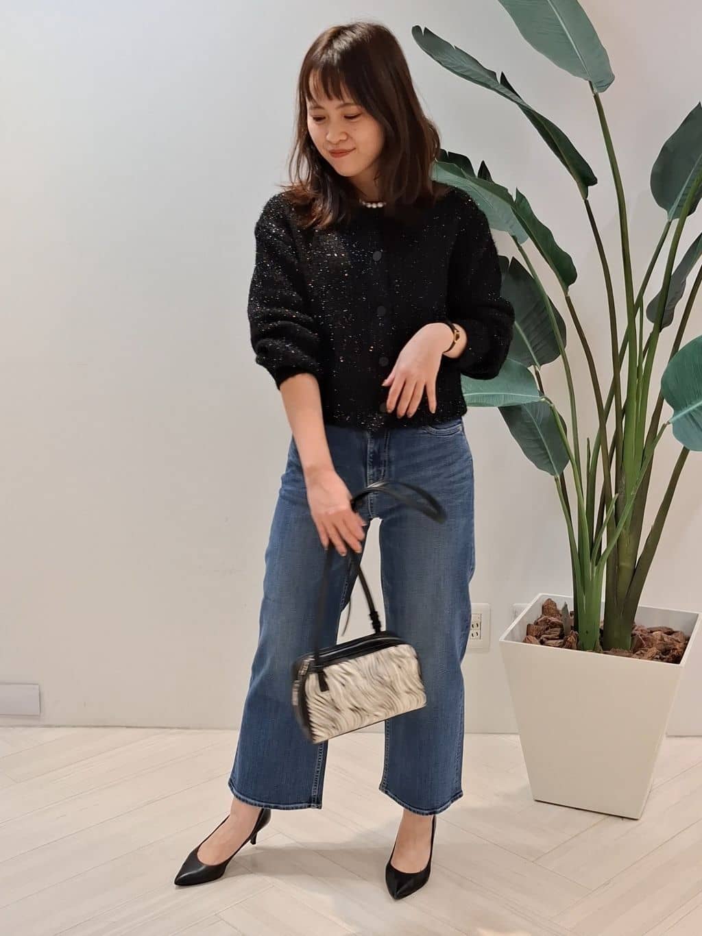 YuKaRiさんの「UNTITLED｜【ラメ風/着映え】ファンシーヤーン カーディガン」を使ったコーディネート