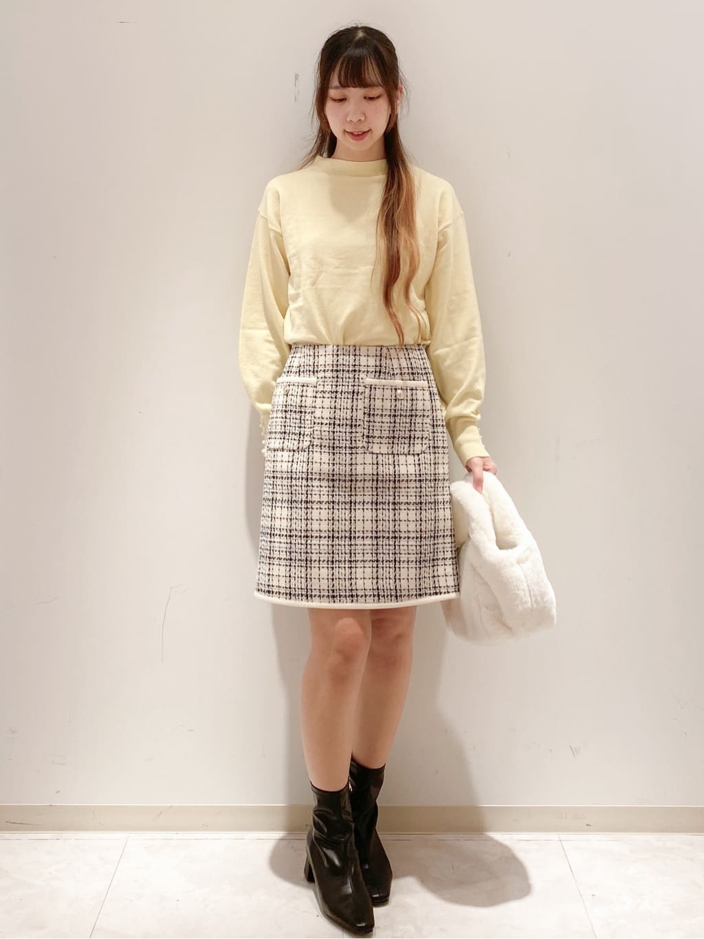yurinaさんの「index｜ふんわりボトルネックパフスリーブニット【洗濯機OK】」を使ったコーディネート