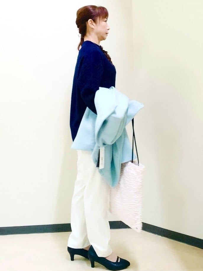 花さんの「Reflect｜【SS-4Lサイズ／衿が顔に当たらない◎】スタンドネックミドルコート」を使ったコーディネート
