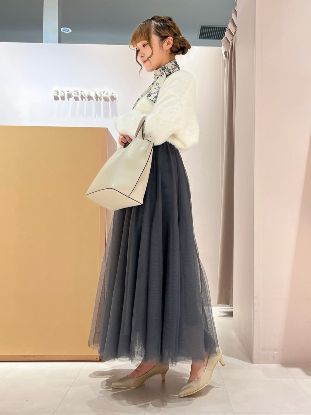 このかさんの「ESPERANZA｜肩楽 2WAYミニトートバッグ」を使ったコーディネート