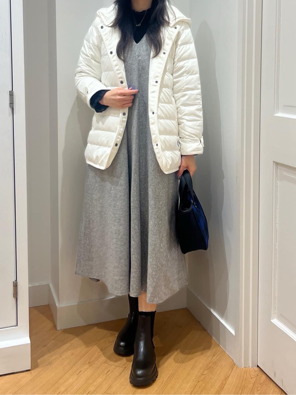 SAKIさんの「Dessin｜【撥水・2WAY】ミュラーダウンコートミドル丈」を使ったコーディネート