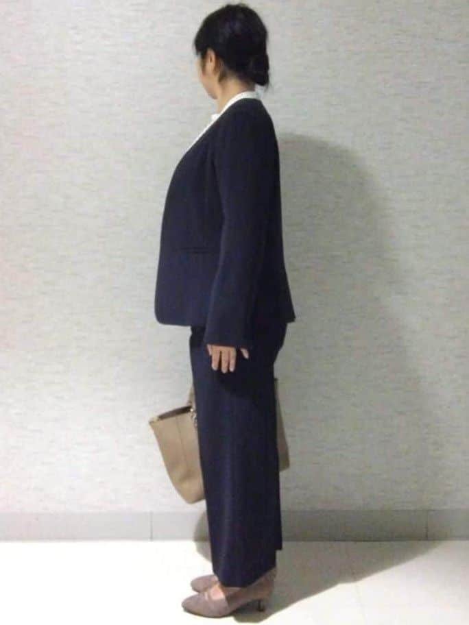 sakoさんの「Reflect｜【SS-4Lサイズ／通勤／セットアップ可】ノーカラージャケット」を使ったコーディネート