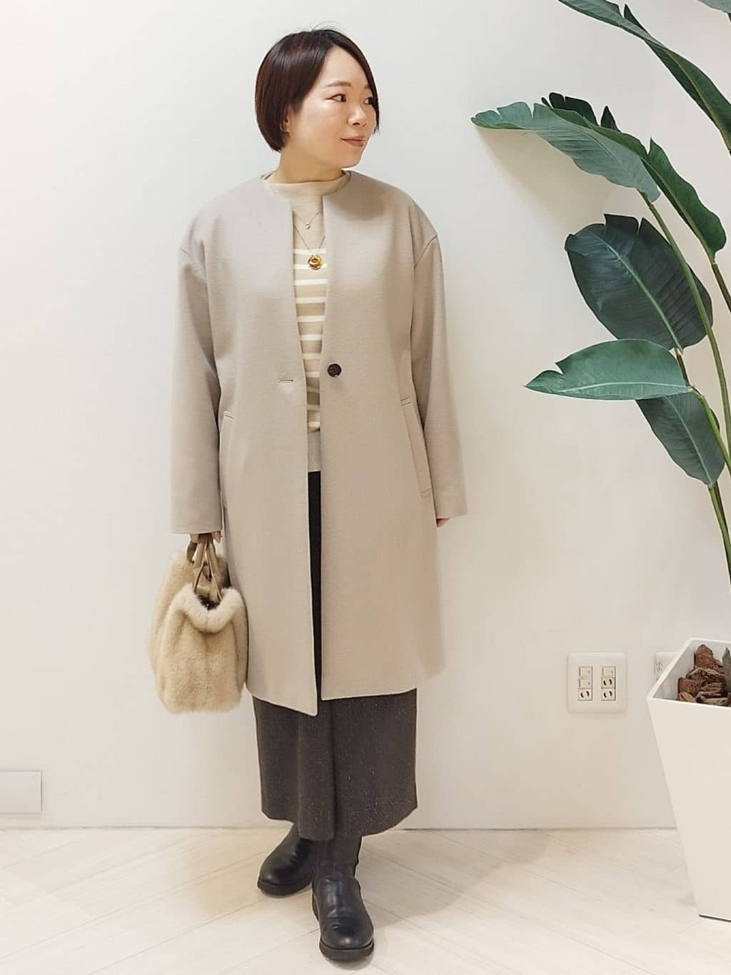 s u g iさんの「UNTITLED｜【洗える】モックネックミラノリブニット」を使ったコーディネート