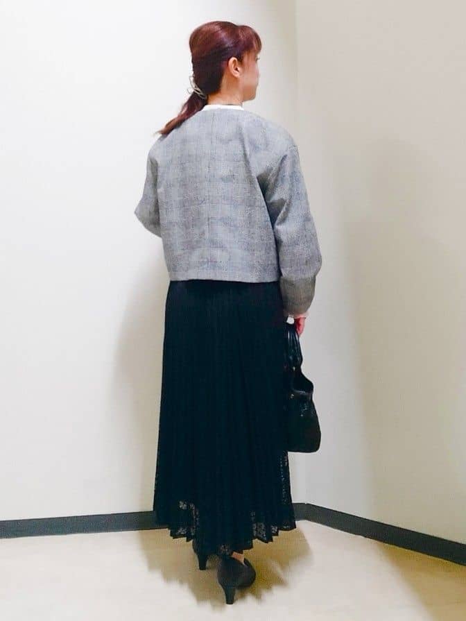 花さんの「Reflect｜【秋映え／重ね着風スタイルに◎】フリルプリーツスリーブニット」を使ったコーディネート