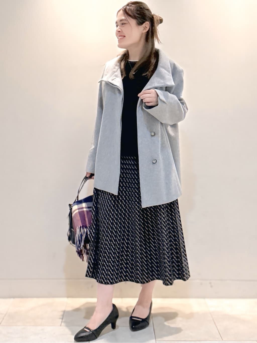 S&auml;K&iuml;さんの「Reflect｜【SS-4Lサイズ／衿が顔に当たらない◎】スタンドネックミドルコート」を使ったコーディネート