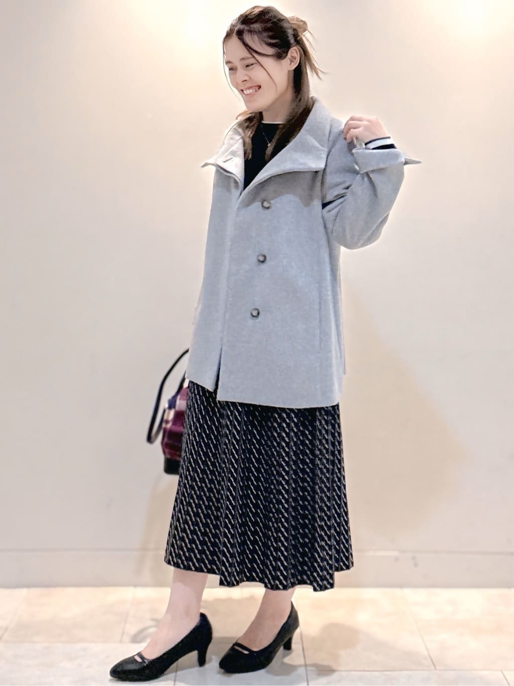 S&auml;K&iuml;さんの「Reflect｜【SS-4Lサイズ／衿が顔に当たらない◎】スタンドネックミドルコート」を使ったコーディネート