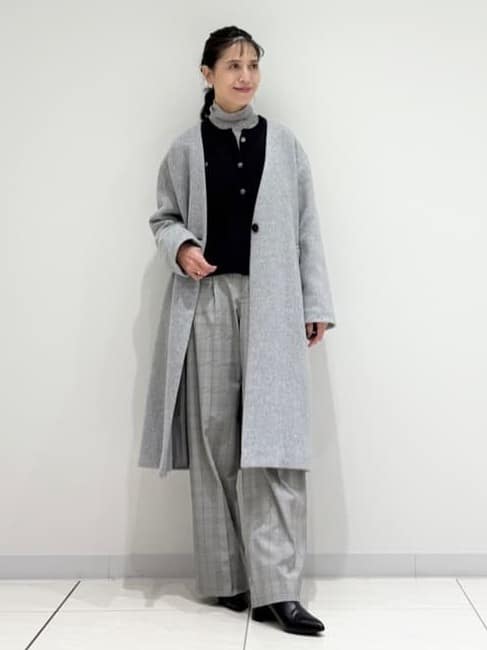 kayoさんの「INDIVI｜【軽量／ウール混】ライトフォルム ロングコート」を使ったコーディネート