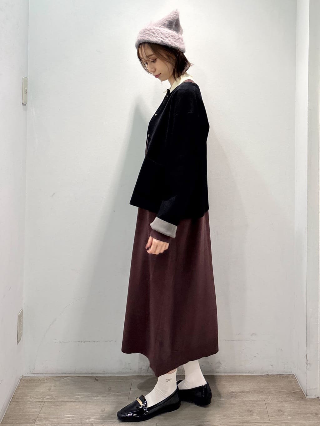 ぶまりんさんの「OPAQUE.CLIP｜配色ポロ衿ニットワンピース【洗濯機OK】」を使ったコーディネート