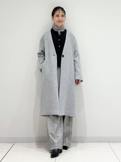 kayoさんの「INDIVI｜【軽量／ウール混】ライトフォルム ロングコート」を使ったコーディネート