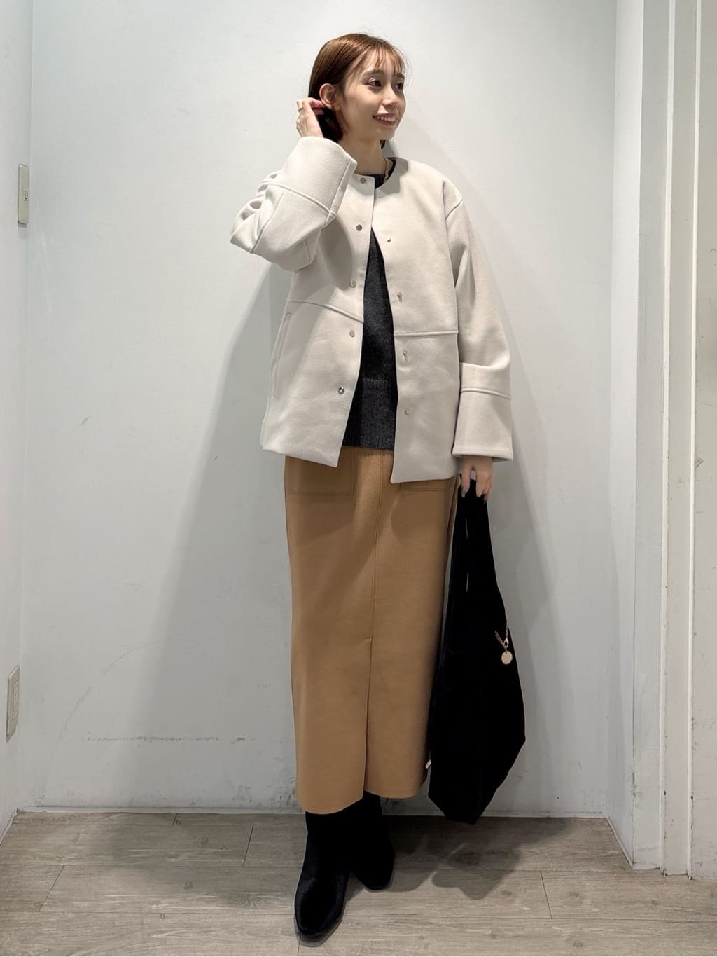 ぶまりんさんの「OPAQUE.CLIP｜ウールライクタイトスカート【洗濯機洗い可】《8col》」を使ったコーディネート