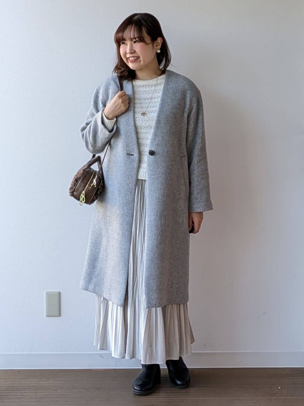 なみきさんの「UNTITLED｜【軽量／ウール混】ライトフォルム ロングコート」を使ったコーディネート