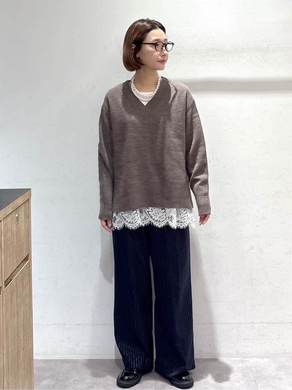 たけねぇさんの「OPAQUE.CLIP｜ラメストライプワイドパンツ【洗濯機OK】」を使ったコーディネート