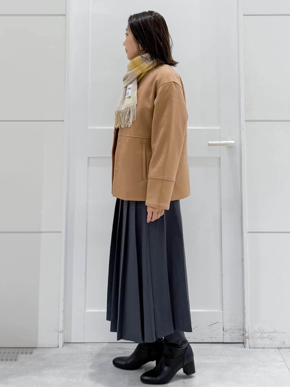 yuka.aさんの「OPAQUE.CLIP｜ワイドプリーツスカート【洗濯機OK】」を使ったコーディネート