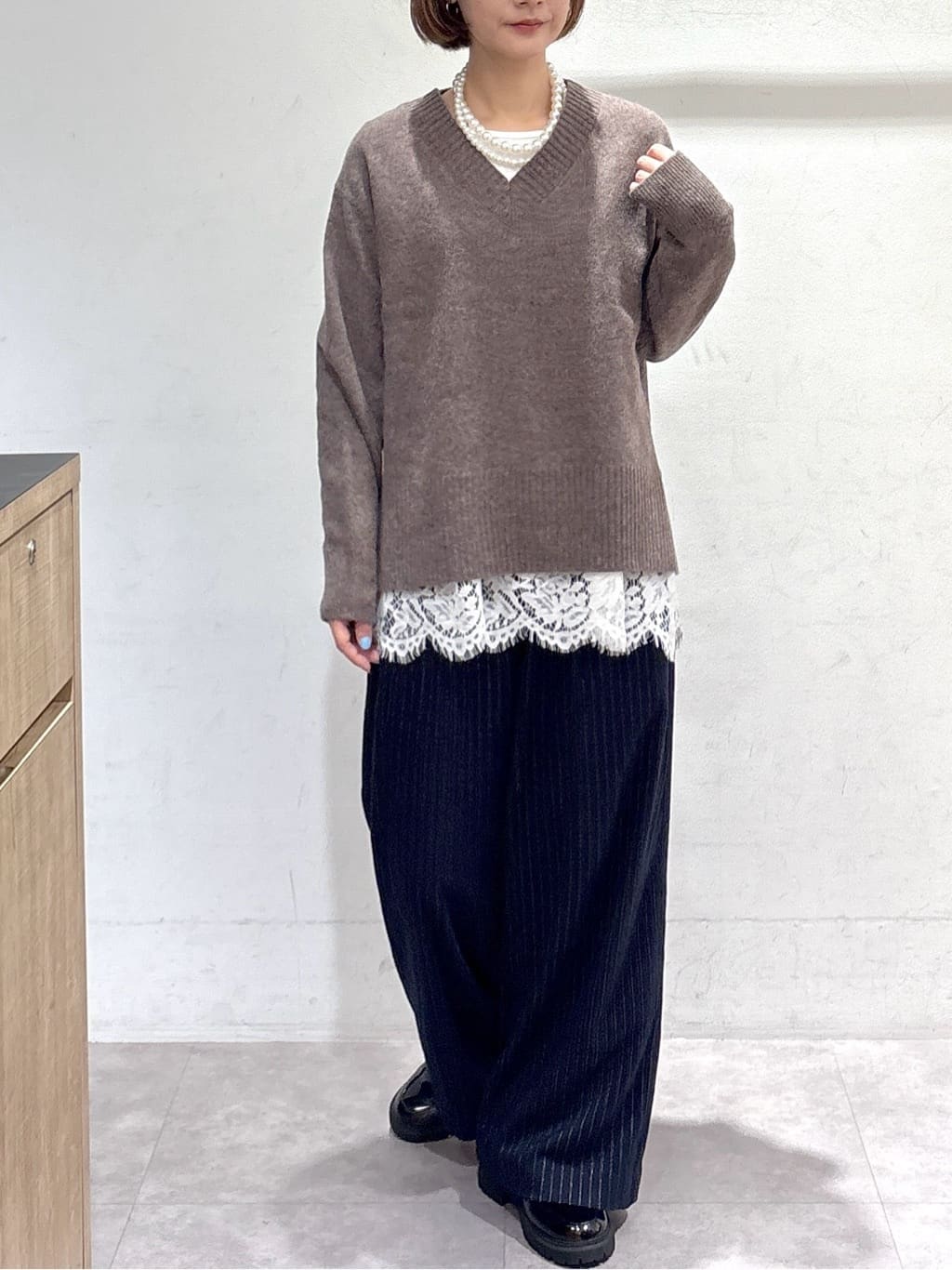 たけねぇさんの「OPAQUE.CLIP｜ラメストライプワイドパンツ【洗濯機OK】」を使ったコーディネート
