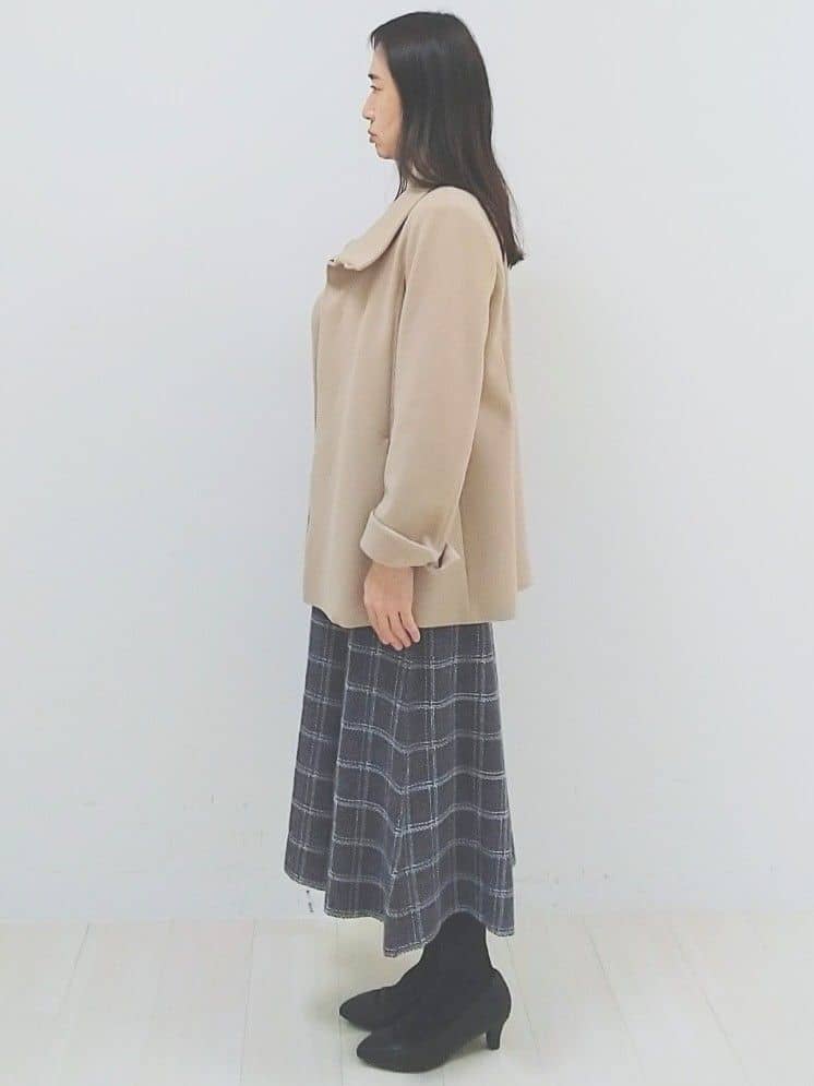 SANAさんの「Reflect｜【SS-4Lサイズ／衿が顔に当たらない◎】スタンドネックミドルコート」を使ったコーディネート