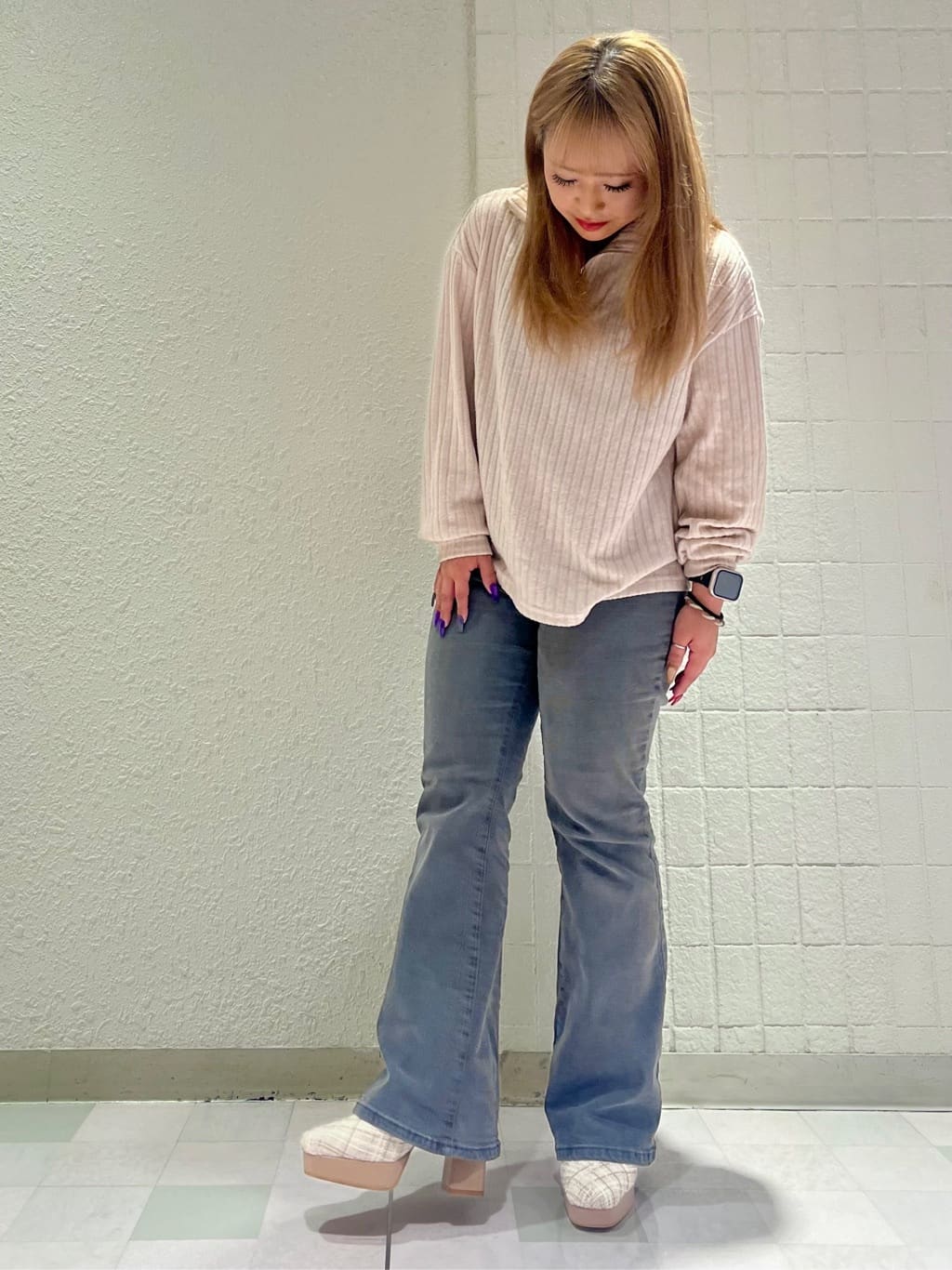 Moriさんの「ESPERANZA｜【EC先行販売】スクエアツイードショートブーツ」を使ったコーディネート
