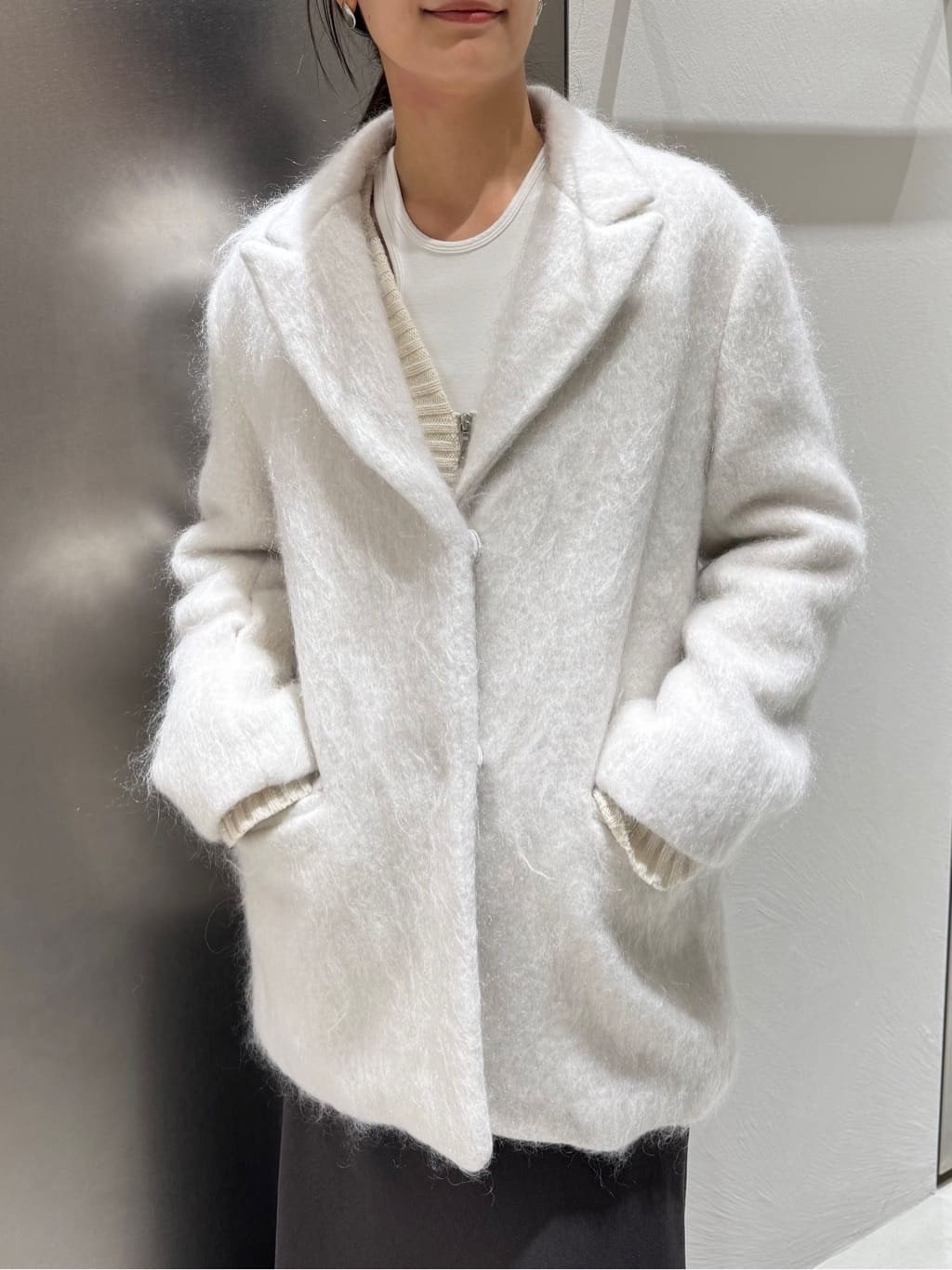 uchi__yamaさんの「CODE A｜shaggy jacket coat」を使ったコーディネート